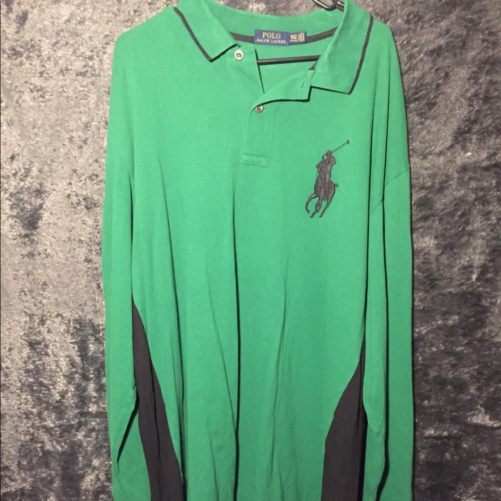 Green Long Sleeve Polo